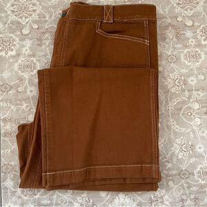 Madewell The Emmett Wide-Leg Pant: Garment Dyed Edition Size 33P Brown PETITE